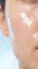 Fototapeta premium Deep Hydration Moisture Barrier On Female Face Glass Skin Look
