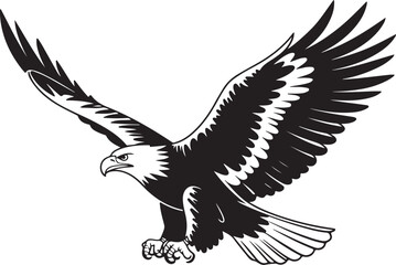 Obraz premium Majestic eagle flying with open wings large bird of prey soaring through sky illustration