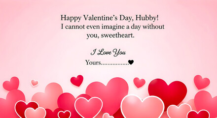 Valentine's Day Love Message With Pink Hearts And Romantic Card Design