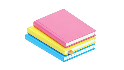 Stack of Colorful Books on White Background