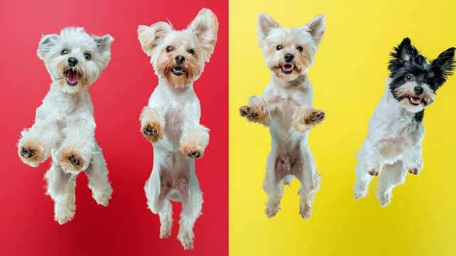 Video A group of dogs leaping into the air