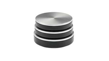 Stacked Metal Discs on White Background