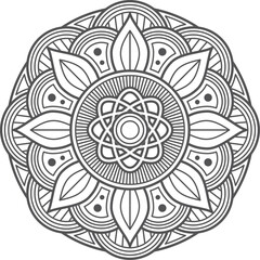 A black and white drawing of a flower with a large center