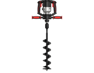 Heavy duty auger drill tool for earth and soil isolated on transparent background