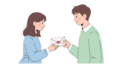 Fototapeta premium Love Letter Exchange: A tender moment captured as a couple shares a heartfelt letter. Evoking the essence of love and connection. 