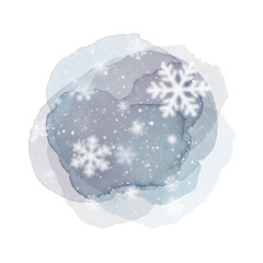 Snowflakes falling on a watercolor background