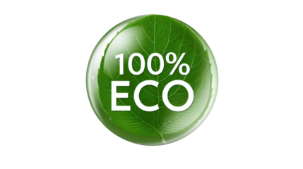 100% Eco Label with Leaf