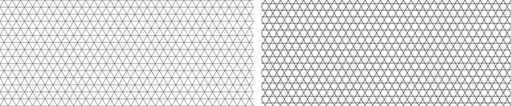 Seamless triangular grid, clean geometric tessellation vector backgrounds, monochrome line pattern templates. repeatable scalable line texture.