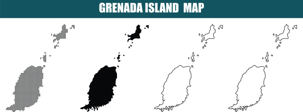Grenada Island Map Collection with Various Styles