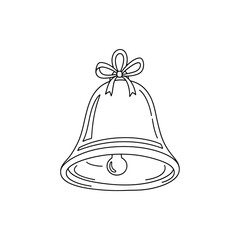 Simple line drawing of a bell with a bow