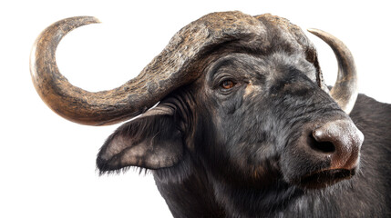 Fototapeta premium African Buffalo Portrait on Transparent Background