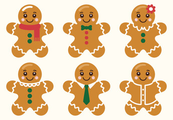 Cheerful Gingerbread Men and Women with Holiday Decorations