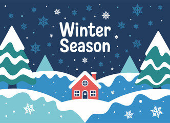 Fototapeta premium Beautiful Winter Season with Snowy Mountains and House