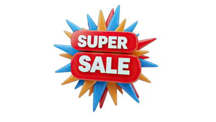 Super Sale Badge with Starburst Effect on White Background