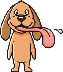 A cheerful brown cartoon dog with a comically long slobbery pink tongue.