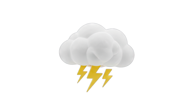 Stylized White Cloud With Yellow Lightning Bolts Against Black Background Isolated Weather Icon For Stormy Forecasts - Powered by Adobe