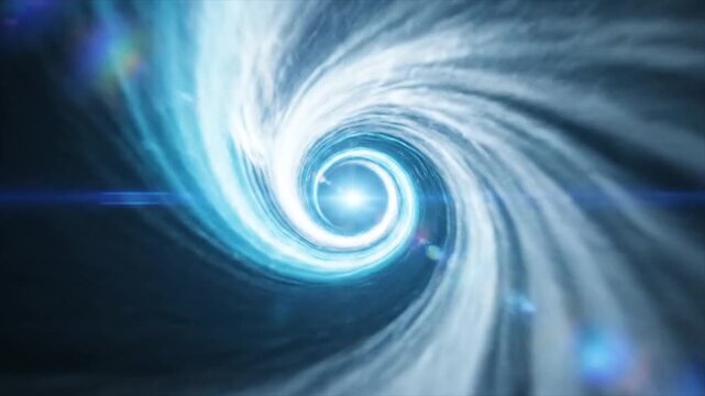 Abstract Blue Swirling Vortex Tunnel with Light Streaks.