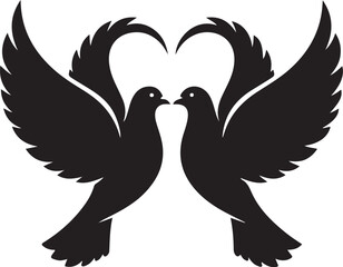 Love Doves Silhouette: Wings Forming a Heart Vector Icon

Romantic Wedding Pigeons: Black and White Love Bird Graphic

Two Flying Doves Symbol: High-Quality Peace and Love Emblem