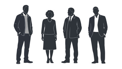 Diverse Group of People Silhouettes Standing Together in Business Attire