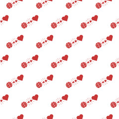 Heart and brain interactions electric plug connection seamless pattern isolated on white background