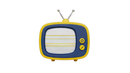Retro Television with Antenna and Knobs on Transparent Background A Nostalgic Entertainment Device Representing Vintage Media and Broadcast Technology