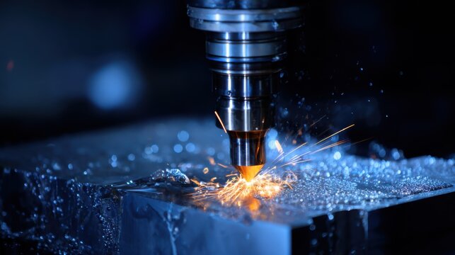 Medium shot focusing on ondemand metal part fabrication highlighting efficient workflow and customized production in an advanced industrial setting.