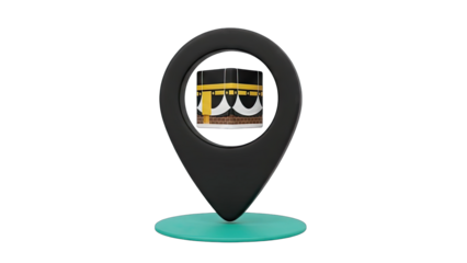 Islamic Kaaba Mecca Location Pin Icon Transparent Background Religious Symbol Digital Art 3D Rendering