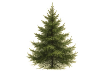 Fototapeta premium Pine tree illustration with green needles, evergreen conifer offering natural beauty on transparent background