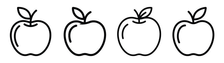 apple fruit line editable vector icon set. back to school outline icons.