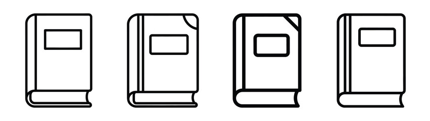 book cover line editable vector icon set. back to school outline icons.
