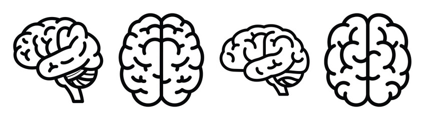 Obraz premium brain thinking line editable vector icon set. back to school outline icons.