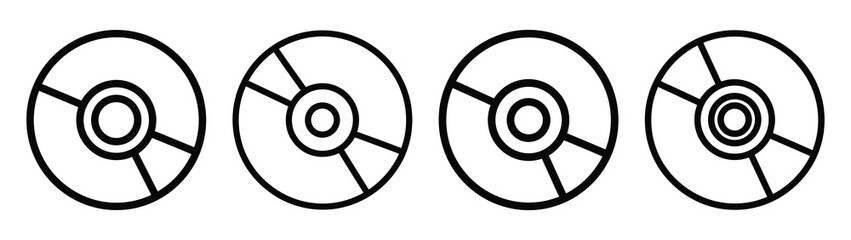 cd disk line editable vector icon set. back to school outline icons.