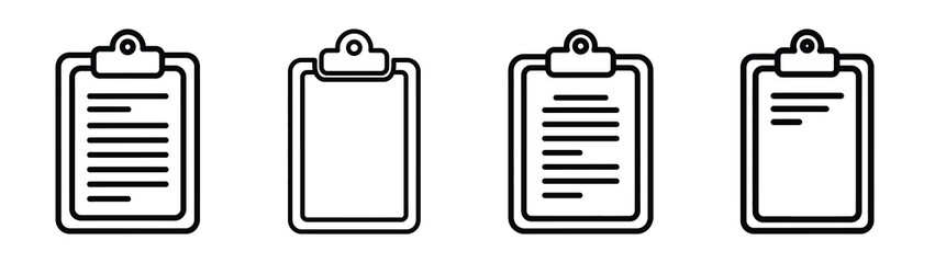 clipboard line editable vector icon set. back to school outline icons.