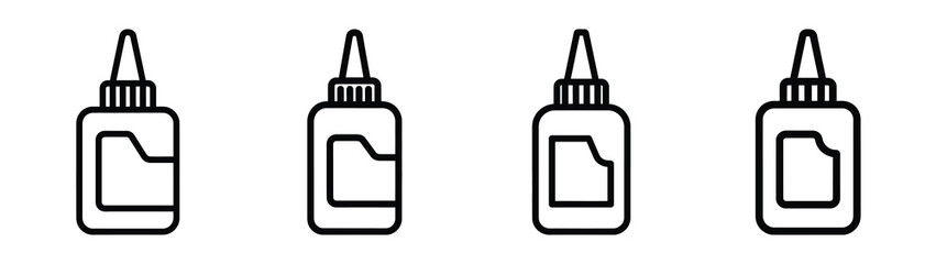 glue bottle line editable vector icon set. back to school outline icons.