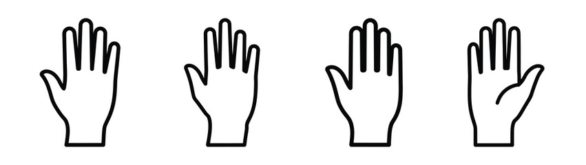 hand raise line editable vector icon set. back to school outline icons.