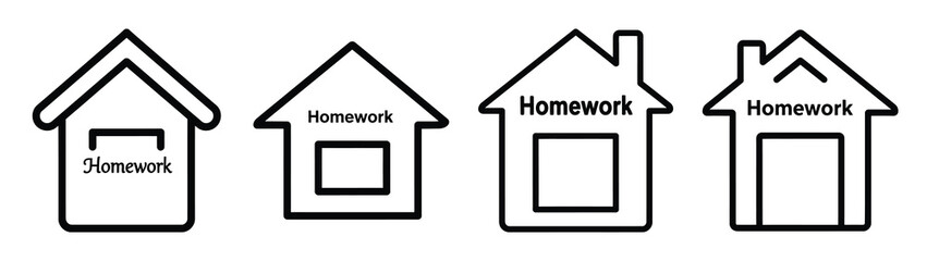 homework line editable vector icon set. back to school outline icons.