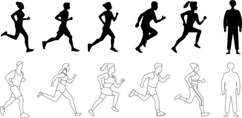 silhouettes people jumping vector png no background
