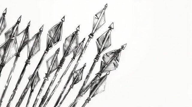 Video A group of arrows on a surface, possibly used for decorative or practical purposes