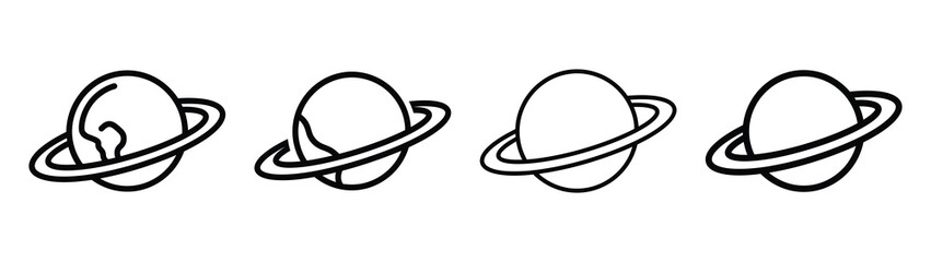 planet line editable vector icon set. back to school outline icons.