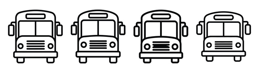 school bus line editable vector icon set. back to school outline icons. © Shilpy