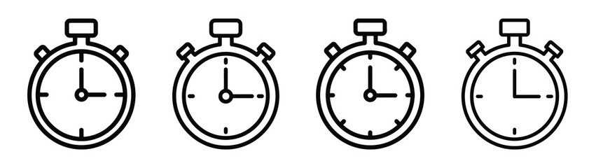 stopwatch line editable vector icon set. back to school outline icons.