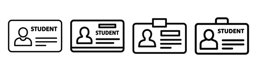 student id line editable vector icon set. back to school outline icons.