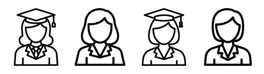 teacher line editable vector icon set. back to school outline icons.