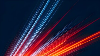 Vibrant streaks of light in red orange and blue against a dark background