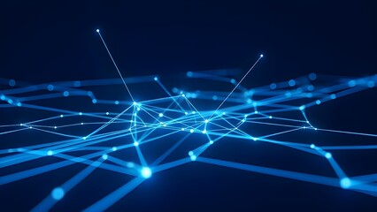 Network visualization with glowing blue connections and nodes on dark background