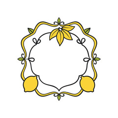 frame with flowers and lemon