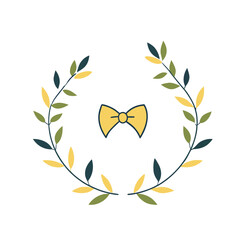 Circular lemon garland frame with simple leaves and wave curls, Italian summer doodle vibe.
