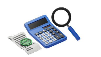 Tax Calculation: Magnifying Tax Documents with Calculator