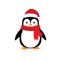winter penguin flat mascot illustration