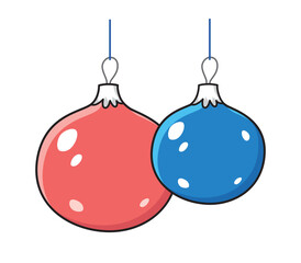 Red and blue Christmas ornament bauble balls isolated vector